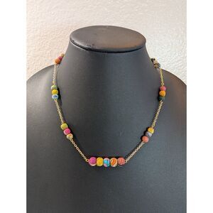 Upcycled Vintage Cloth Bead Necklace – 19" Sustainable Boho Statement Chain